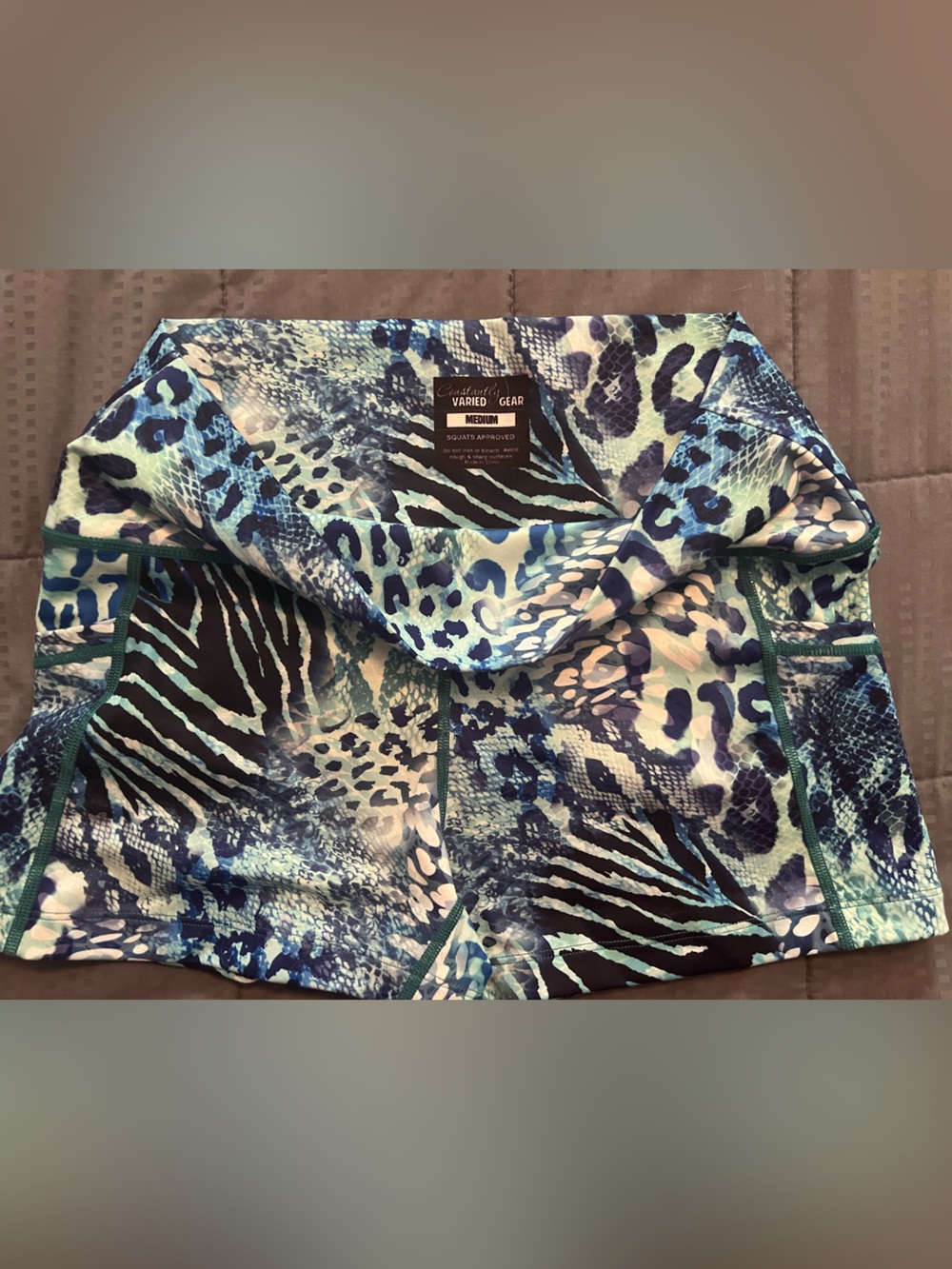 Constantly Varied Gear Blue Teal Animal Print Athletic Shorts 2.5” inseam